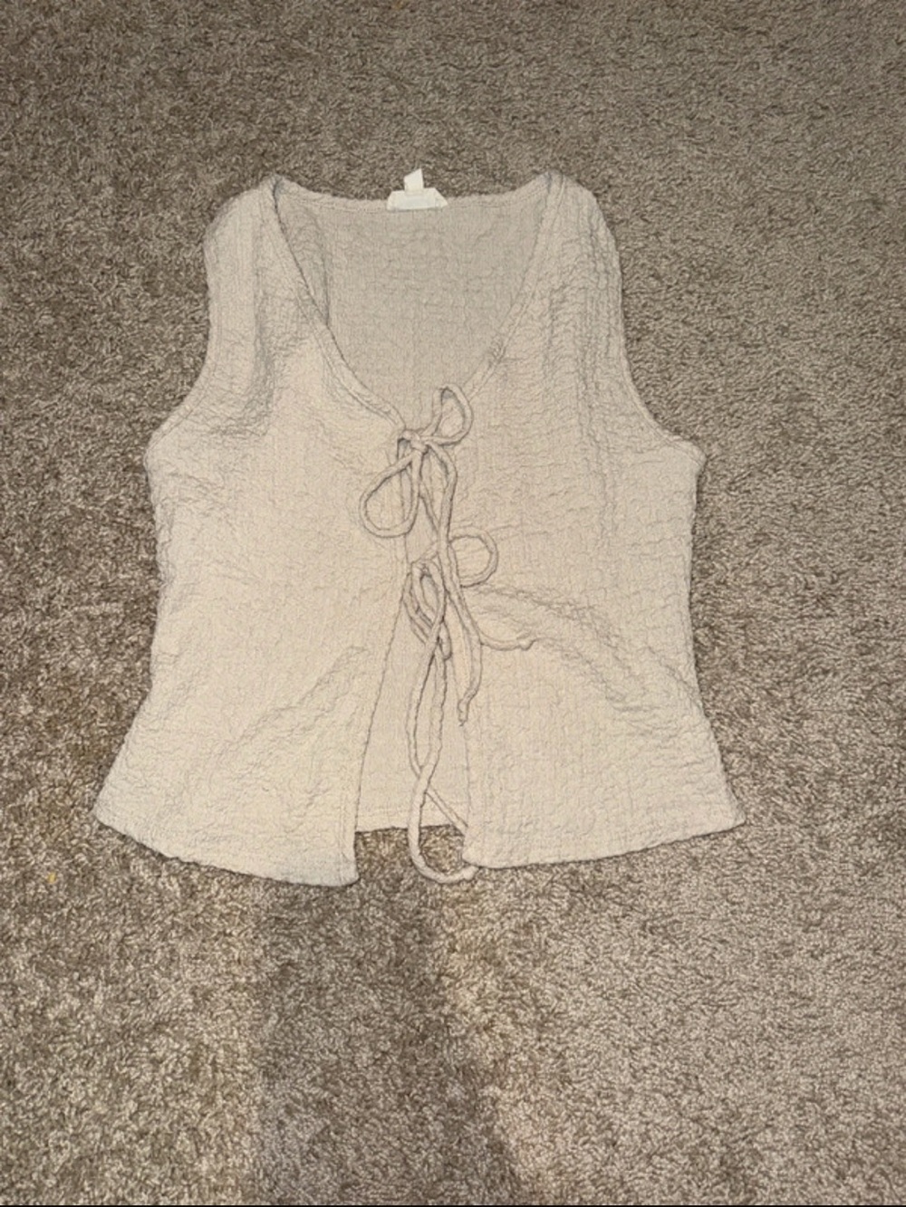 See You Monday Cream Tie-Front Tank Top